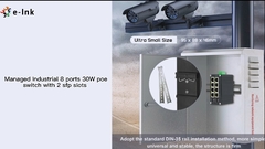 سوئیچ PoE مدیریت شده Mini Industrial 8-Port 10/100/1000T 802.3at + 2-Port 100/1000X