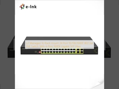 سوئیچ PoE 24 پورت 10/100/1000T با قابلیت مدیریت L2، نصب در رک 1U، با 4 پورت فیبر نوری Gigabit SFP 1000X