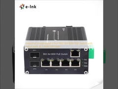 سوئیچ PoE صنعتی بدون مدیریت 4 پورت 802.3bt 90W با فیبر SFP 1 پورت RJ45 و 2 پورت