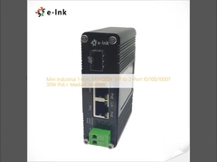 مینی صنعتی 1-Port 100/1000X SFP به 2-Port 10/100/1000T 30W PoE + رسانه تبدیل