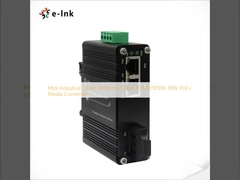مینی صنعتی 1-Port 1000X به 2-Port 10/100/1000X 30W PoE + رسانه تبدیل