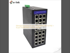 سوئیچ 16 پورت صنعتی مدیریت شده 10/100/1000T 802.3at PoE + 8 پورت 10/100/1000T Ethernet
