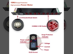 19 اینچ 1U 8 پورت PDU اندازه گیری شده در ساختمان اندازه گیری برق با صفحه نمایش OLED