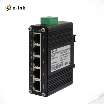 مینی سوئیچ اترنت صنعتی 4 پورت گیگابیت 802.3 at PoE با 1 پورت Uplink
