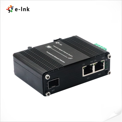 فایبر گیگابیت رسانه کنورتر صنعتی 2-Port 10/100/1000T 802.3at 60W به 1-Port 100/1000X SFP