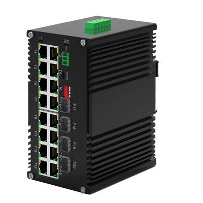 سوئیچ مدیریت شده گیگابیت صنعتی 16 پورت 10/100/1000T 802.3at PoE با 4 پورت 1000X SFP