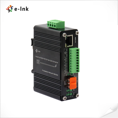 مینی صنعتی 10/100Base-T SFP فیبر اترنت رسانه تبدیل با 1Ch RS232 / RS485 / RS422 سریال