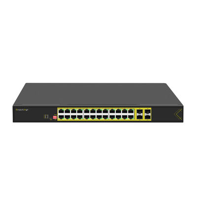 L2+ نصب ریک مدیریت شده 24-Port 10/100/1000T 802.3at PoE + 4-Port 1000X SFP PoE Switch