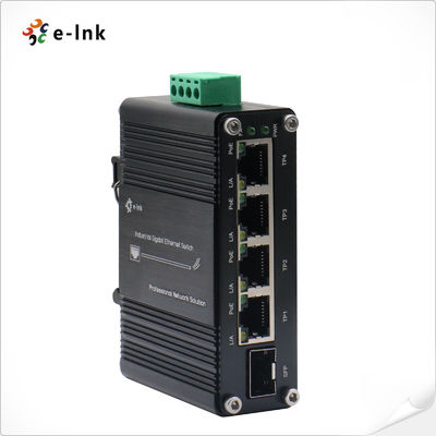 مینی صنعتی 4-Port 10/100/1000T 802.3at PoE + 1-Port 100/1000X SFP Ethernet Switch با ورودی 12 ~ 48VDC و تقویت کننده ولتاژ