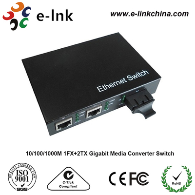 1 پورت فیبر + 2 پورت RJ45 مبدل رسانه اترنت گیگابیتی
