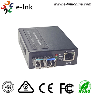 مبدل رسانه 1x10/100BASE-T به 2x100BASE-X SFP با منبع تغذیه داخلی