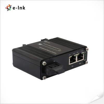 مینی صنعتی 1-Port 100Base-FX به 2-Port 10/100Base-T 90W PoE++ رسانه تبدیل