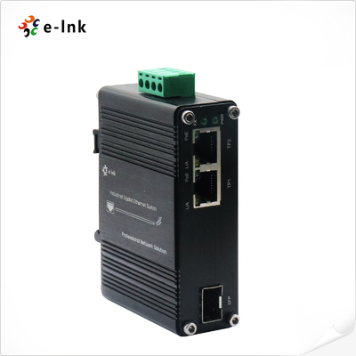 مینی صنعتی 1-Port 100/1000X SFP به 2-Port 10/100/1000T 30W PoE + رسانه تبدیل