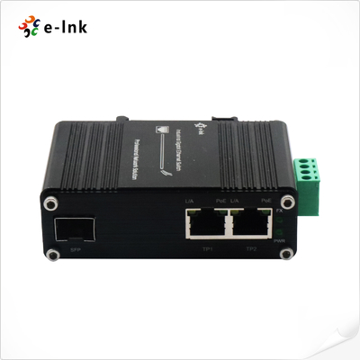 مینی صنعتی 1-Port 100/1000X SFP به 2-Port 10/100/1000T 60W PoE++ رسانه تبدیل