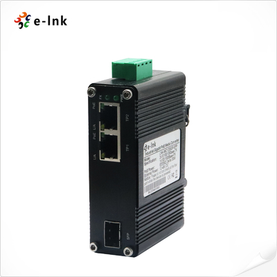 مینی صنعتی 1-Port 100/1000X SFP به 2-Port 10/100/1000T 90W PoE++ رسانه تبدیل