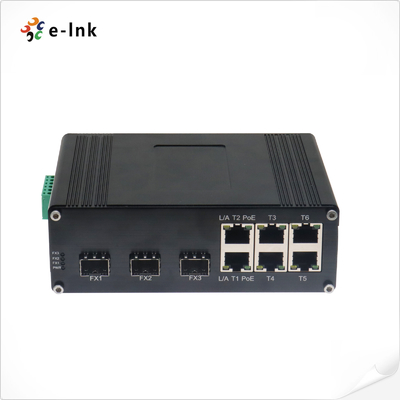 6 پورت صنعتی 10/100T 802.3af / در PoE + 3 پورت 100BASE-FX Ethernet Switch