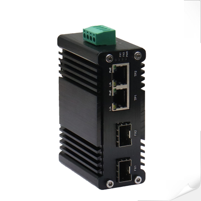 مینی صنعتی 2-Port 10/100/1000T 802.3bt 90W PoE + 2-Port 100/1000Base-X SFP Ethernet Switch