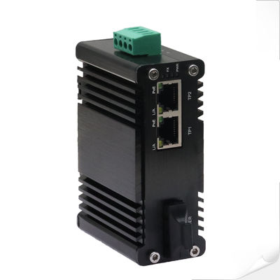 مینی صنعتی 1-Port 1000X به 2-Port 10/100/1000X 30W PoE + رسانه تبدیل