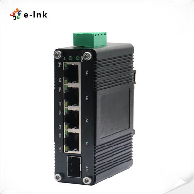 مینی صنعتی 4-Port 10/100/1000T 802.3at PoE + 1-Port 100/1000X SFP Ethernet Switch با ورودی 12 ~ 48VDC و تقویت کننده ولتاژ