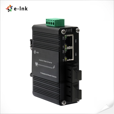 Mini Industrial 2-Port 10/100/1000T 802.3at PoE + 2-Port 100/1000Base-X SFP Ethernet Switch با عملکرد تقویت کننده قدرت 12 ~ 48VDC