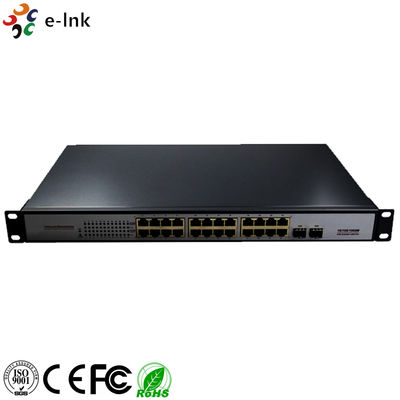 10/100/1000Mbps PoE-PSE فايبر به مس Ethernet Switch: 2 SFP + 24 PoE