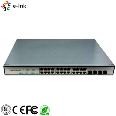10/100/1000Mbps PoE-PSE فايبر به مس Ethernet Switch: 4 SFP + 24 PoE