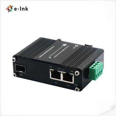 مینی صنعتی 1-Port 100/1000X SFP به 2-Port 10/100/1000T 90W PoE++ Media Converter پشتیبانی از IEEE802.3af/at PoE+(30W) یا IEEE802.3bt PoE++ (90W)